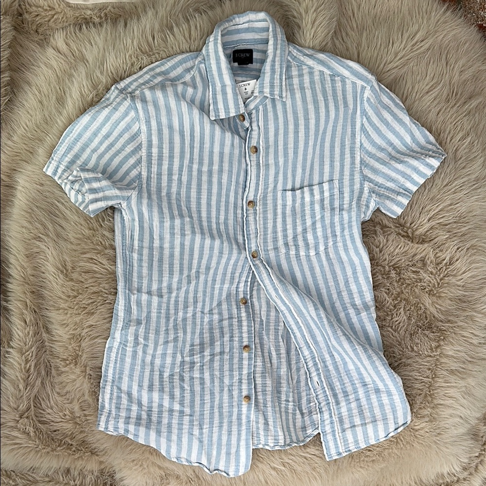 J. Crew Blue and White Casual Button Down Shirt